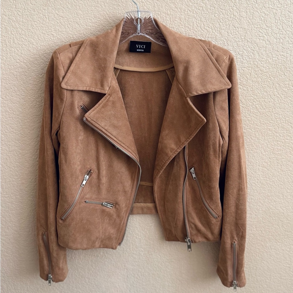 Vici Women's Brown Suede Leather Jacket